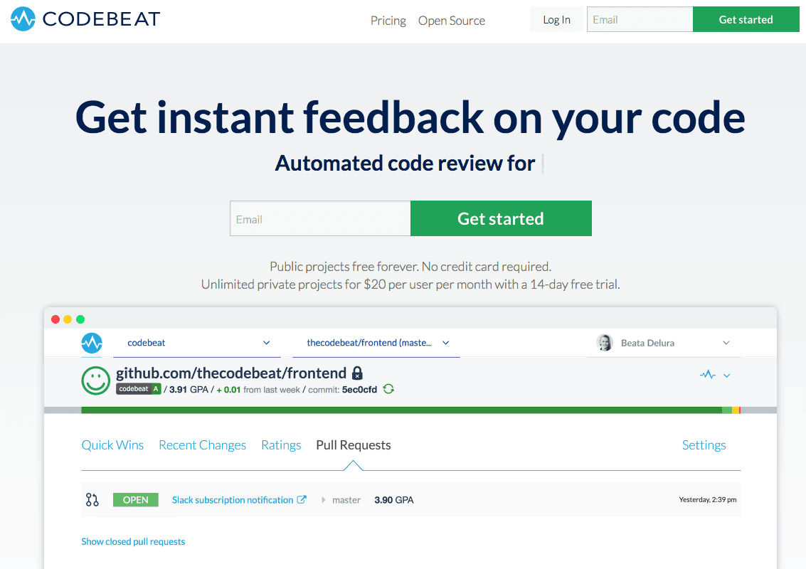 Codebeat - Homepage