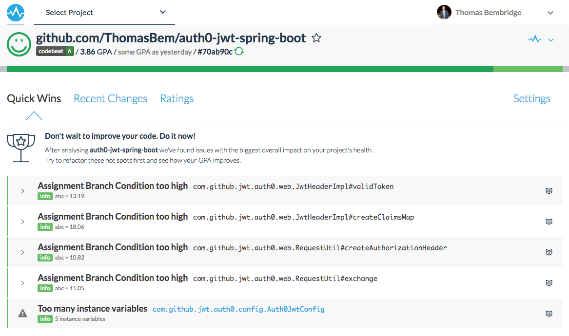 Codebeat - Initial analysis complete